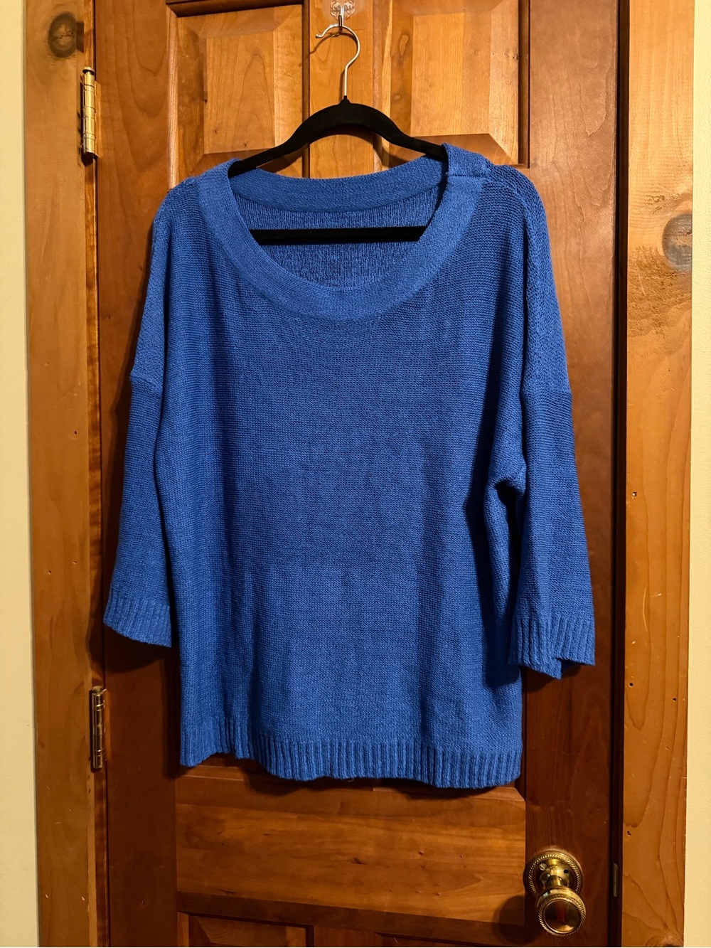 Classic Women's Scoop Neck Sweater and Shorts Lounge Set- Blue